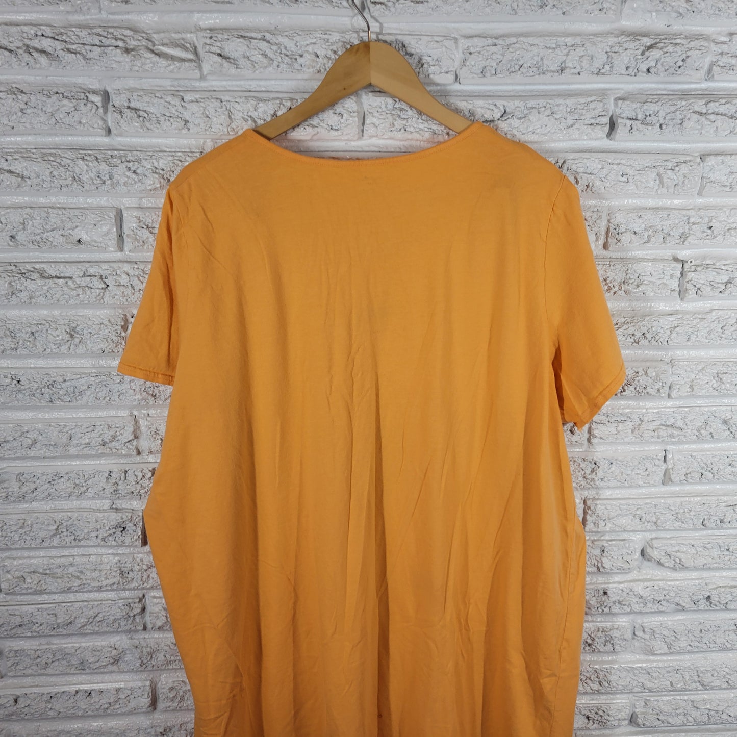 Dreams Co Womens 1X 2X  Pajama Top Orange Cotton Coffee Cup Short Sleeve ORA32E