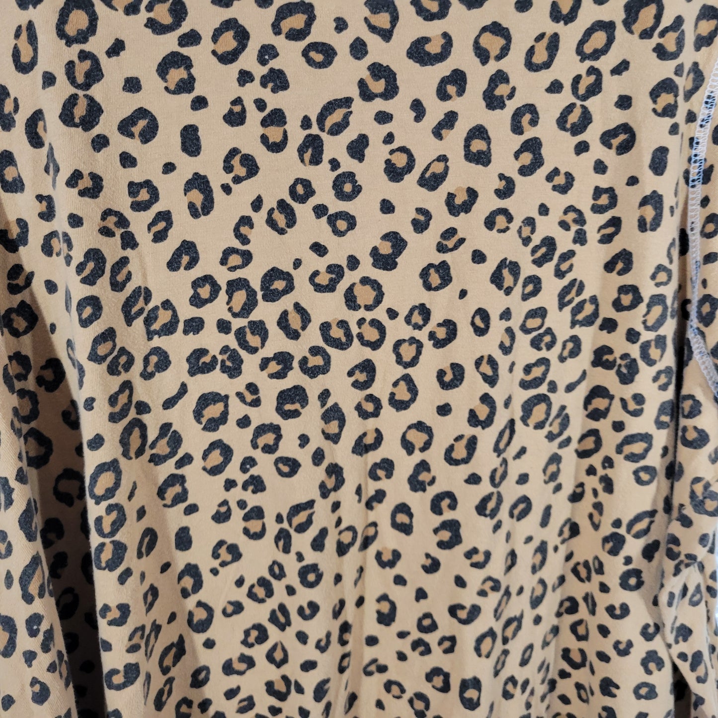 Dreams Co Womens 2X Pajama Top Nightgown Tan Black Animal Print Cotton ANI44E