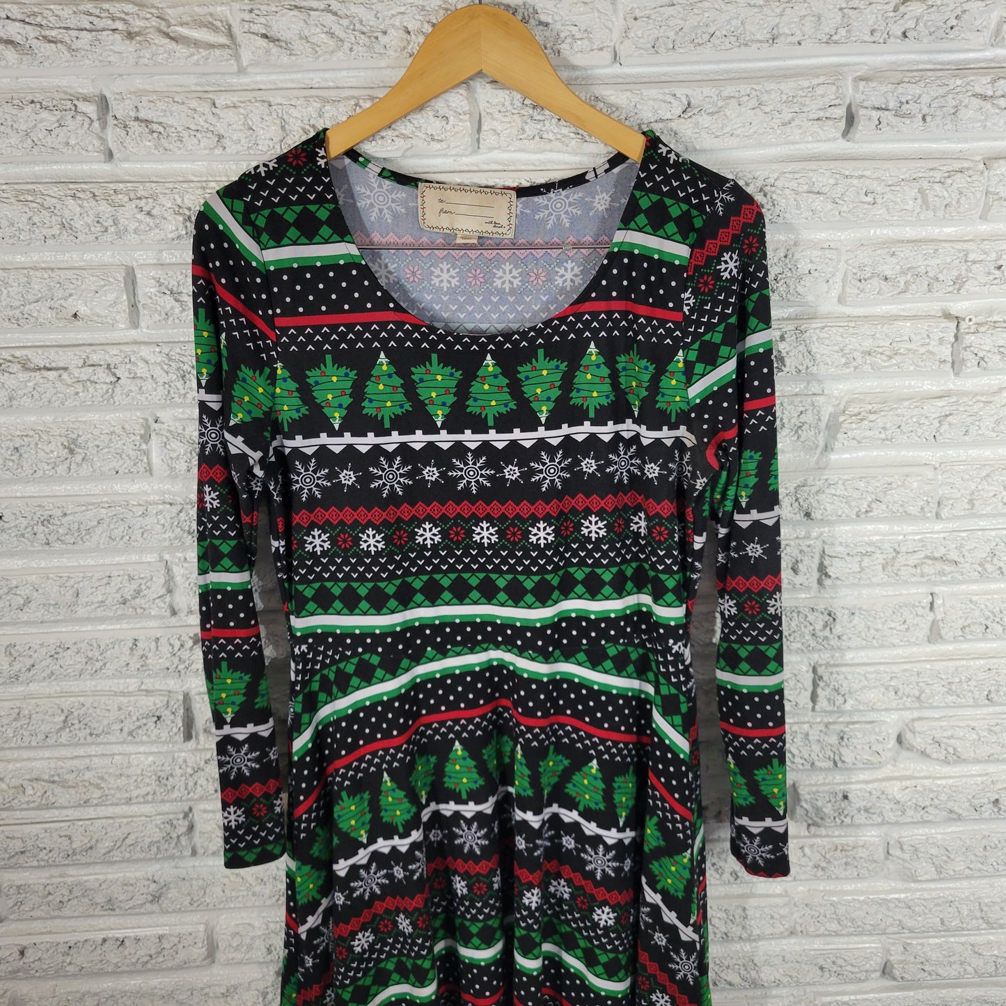 Derek Heart Womens XL Christmas Dress Fit Flare Multicolor Long Sleeve NOV23XE