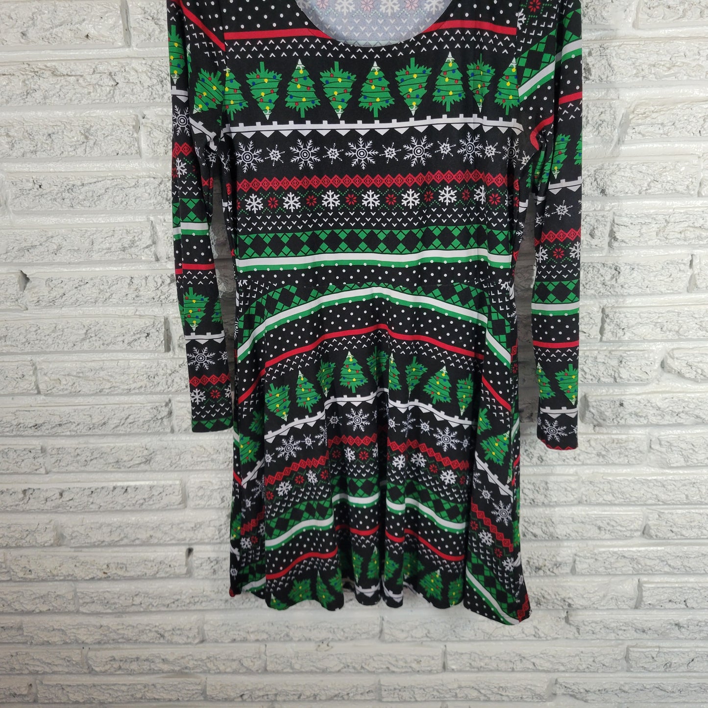 Derek Heart Womens XL Christmas Dress Fit Flare Multicolor Long Sleeve NOV23XE