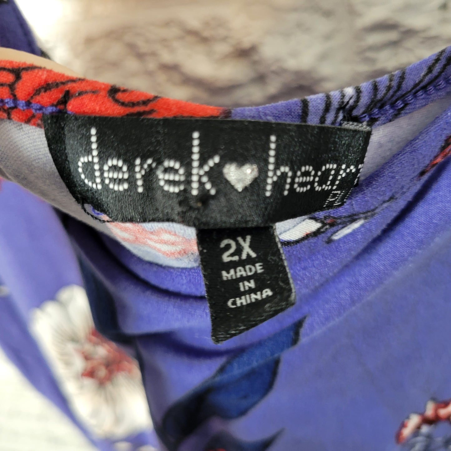 Derek Heart Womens 2X Tank Dress Blue Red Floral Knee Length Stretch FLO85XE