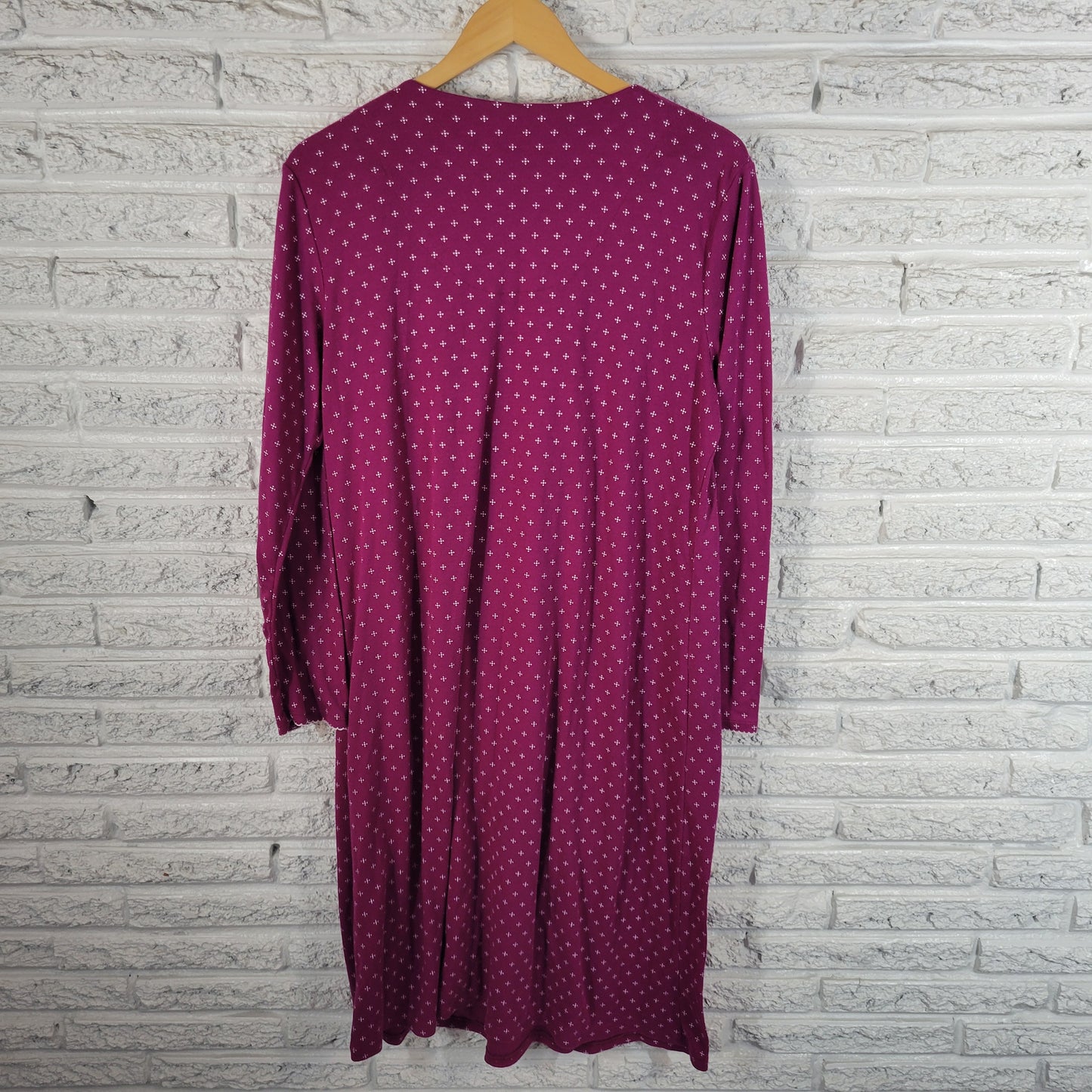 Secret Treasures Womens XL Nightgown Purple Pattern Lace Trim Long Sleeve PUR25E