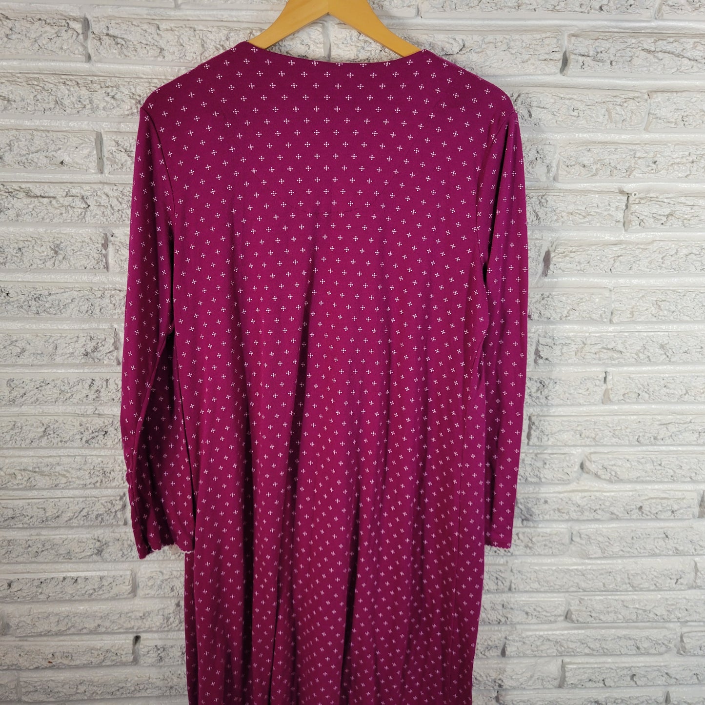 Secret Treasures Womens XL Nightgown Purple Pattern Lace Trim Long Sleeve PUR25E