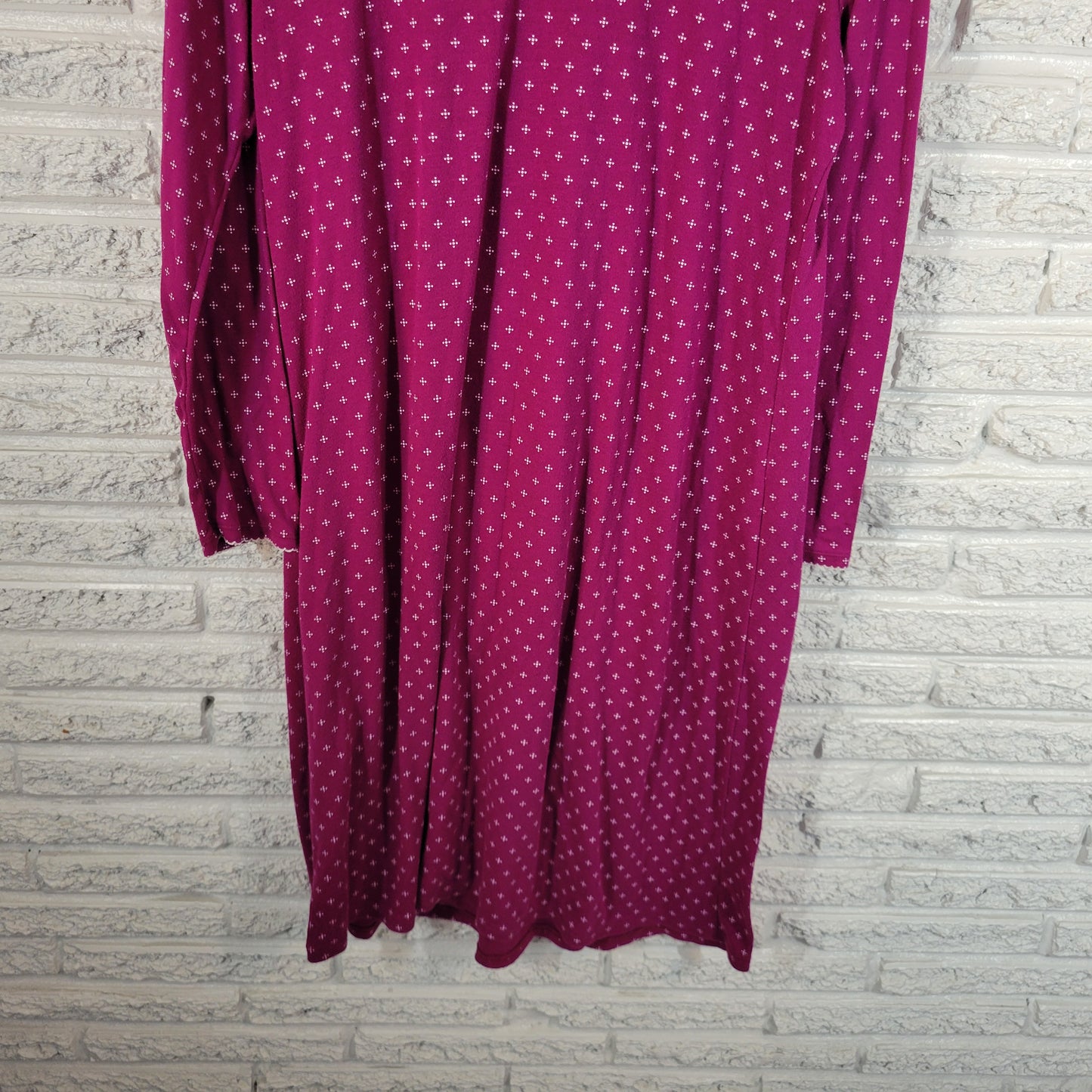 Secret Treasures Womens XL Nightgown Purple Pattern Lace Trim Long Sleeve PUR25E