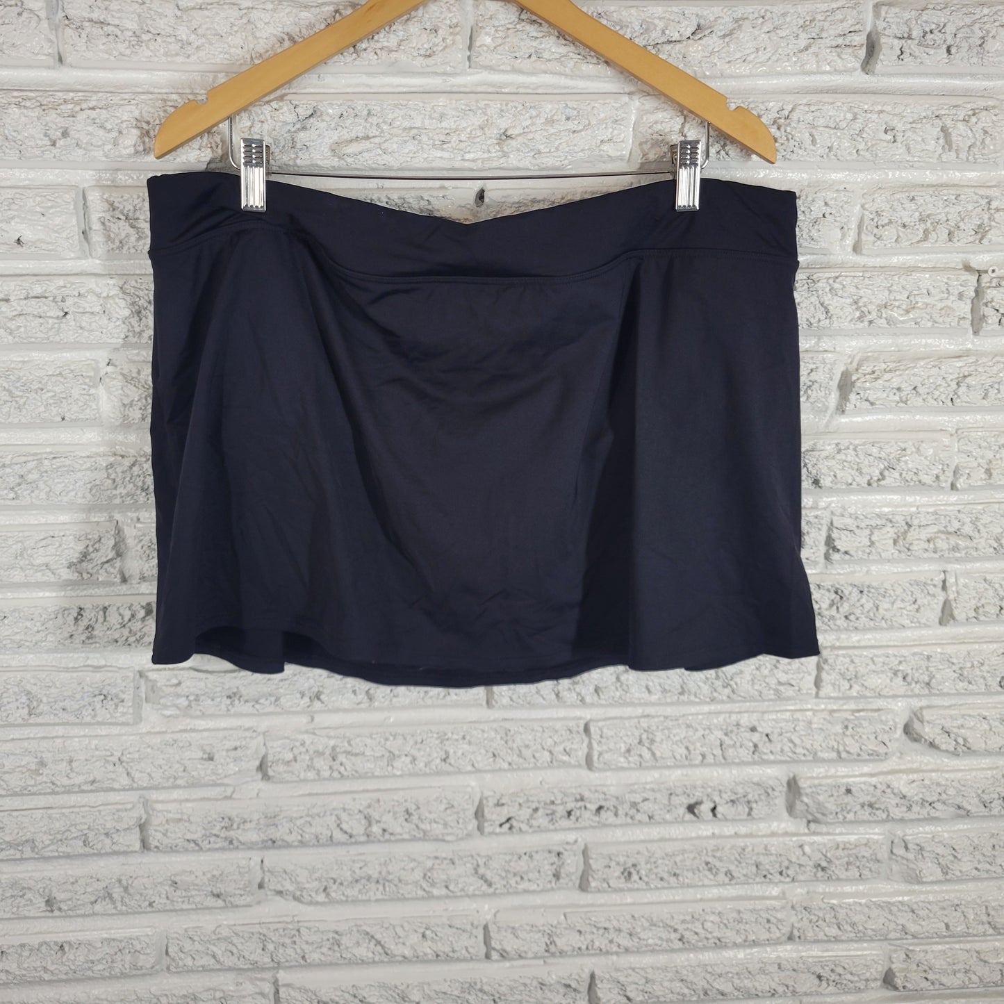 Lands' End Swim Skirt 20W Plus Black Solid Nylon Spandex Bottom Bathing BLA40E
