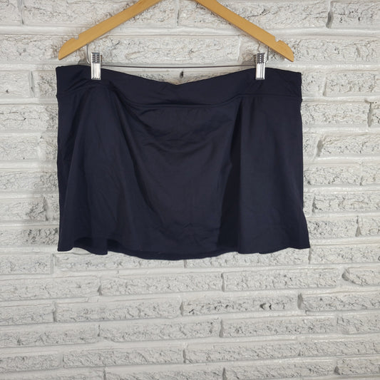 Lands' End Swim Skirt 20W Plus Black Solid Nylon Spandex Bottom Bathing BLA40E