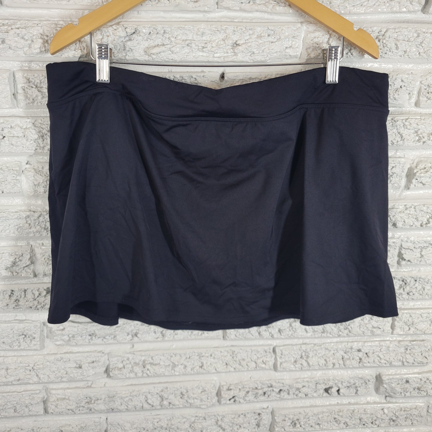 Lands' End Swim Skirt 20W Plus Black Solid Nylon Spandex Bottom Bathing BLA40E