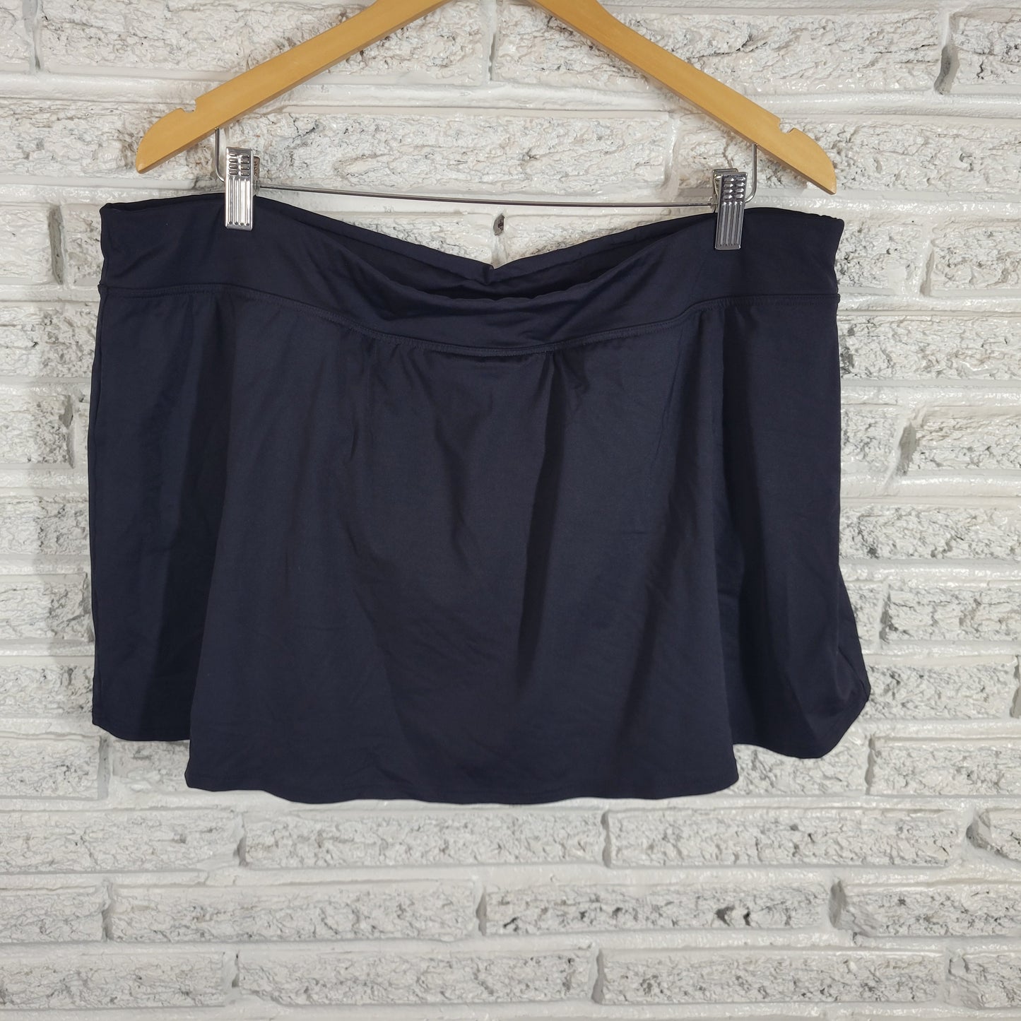 Lands' End Swim Skirt 20W Plus Black Solid Nylon Spandex Bottom Bathing BLA40E