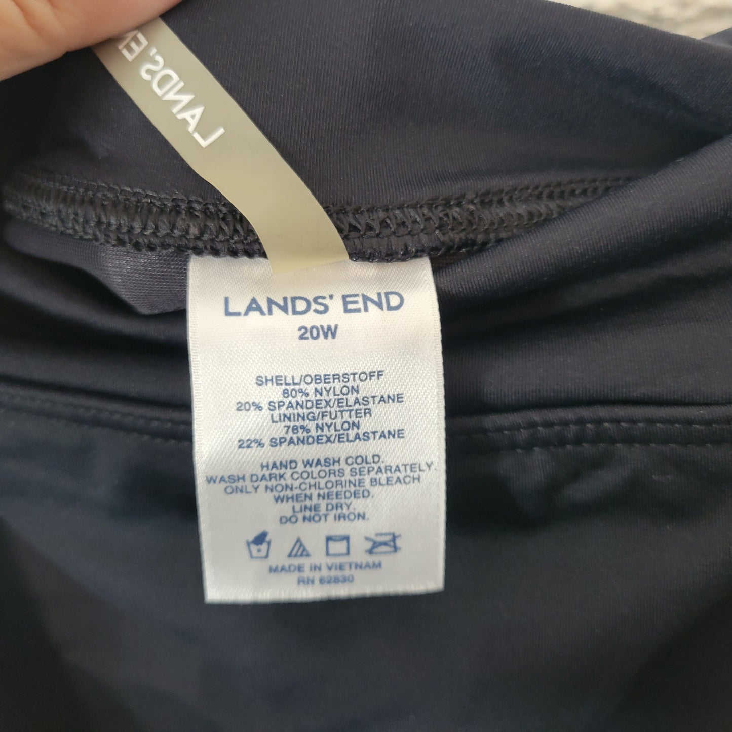 Lands' End Swim Skirt 20W Plus Black Solid Nylon Spandex Bottom Bathing BLA40E