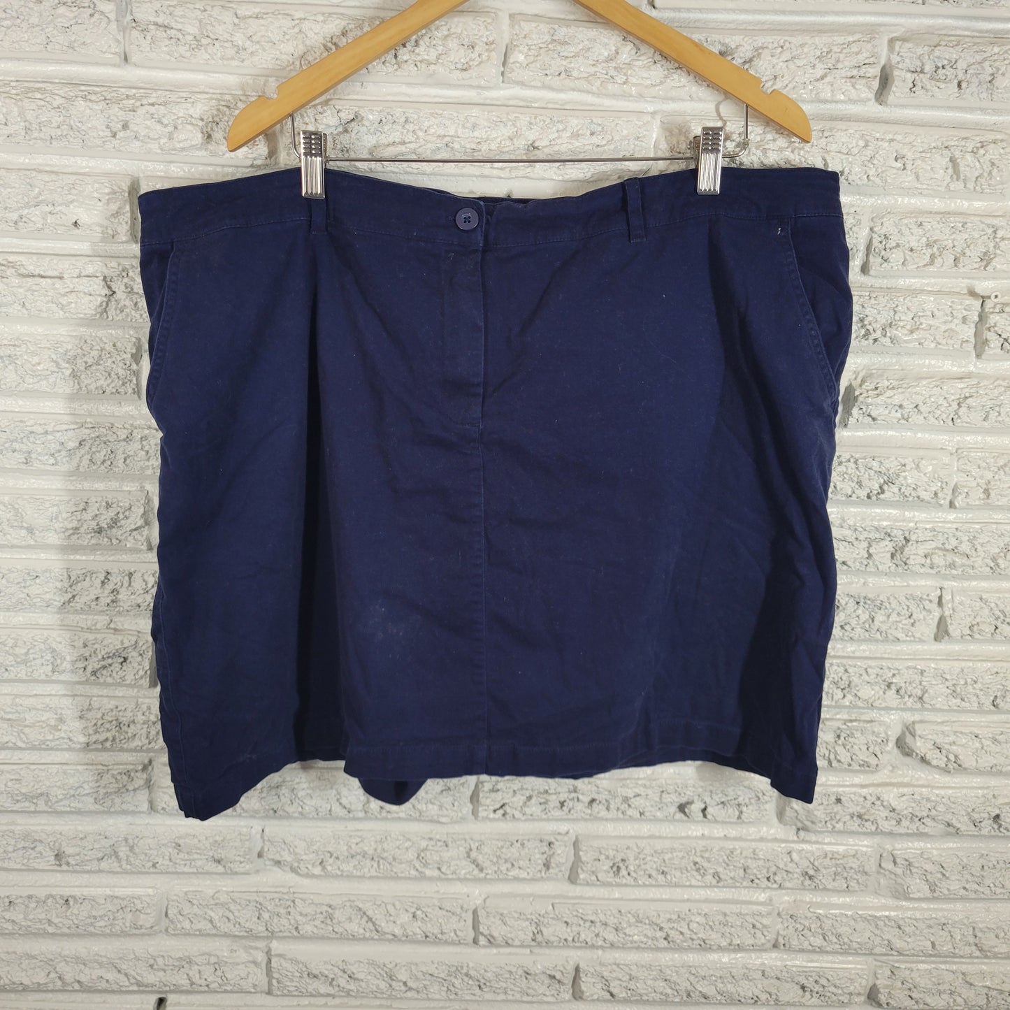 Ellos Skort 22 Plus Blue Elastic Waist Cotton Blend Casual Travel Short BLU15E