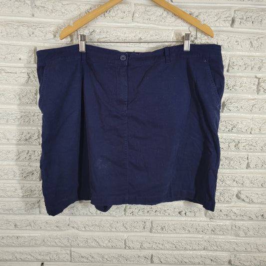 Ellos Skort 22 Plus Blue Elastic Waist Cotton Blend Casual Travel Short BLU15E