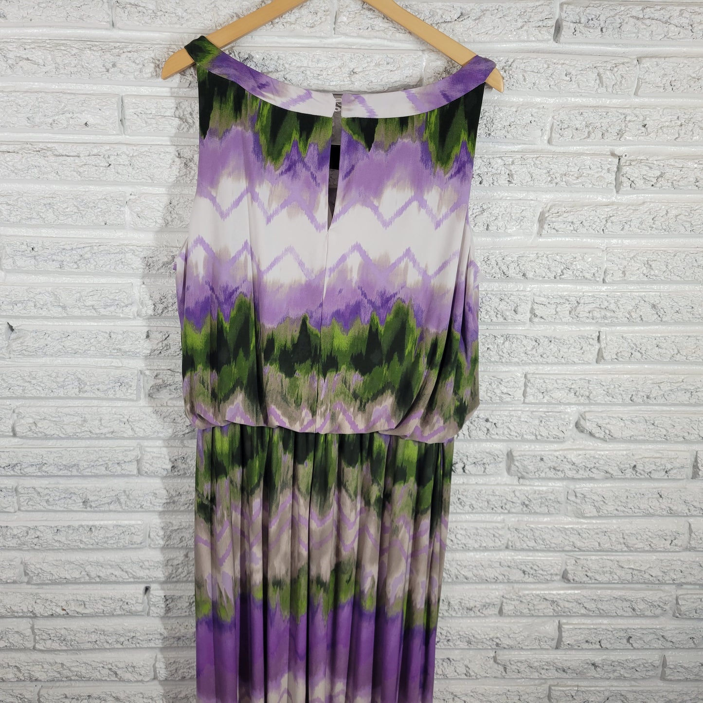 Dress Barn 22 Plus Size Maxi Dress Purple Green Watercolor High Low WAT50E