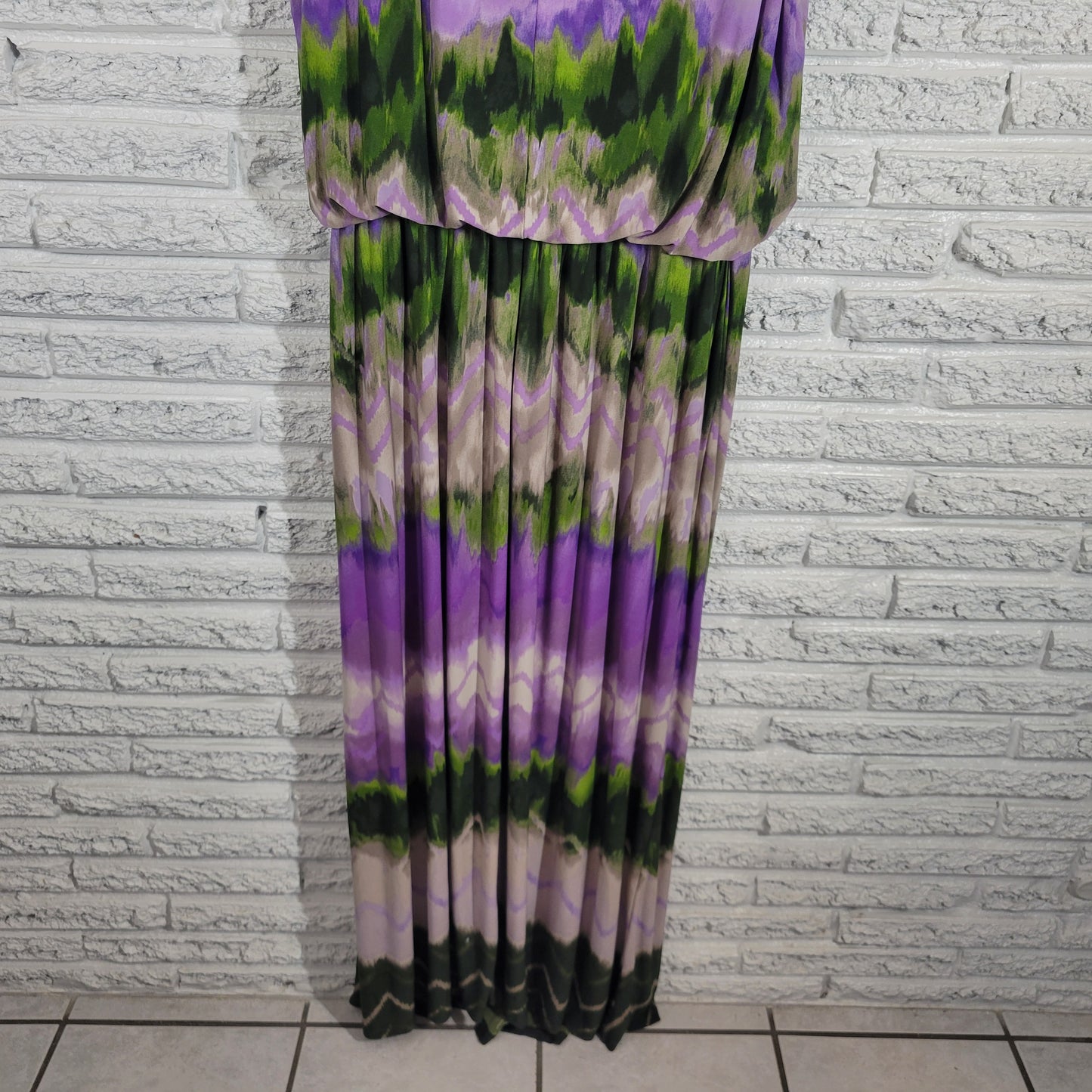Dress Barn 22 Plus Size Maxi Dress Purple Green Watercolor High Low WAT50E