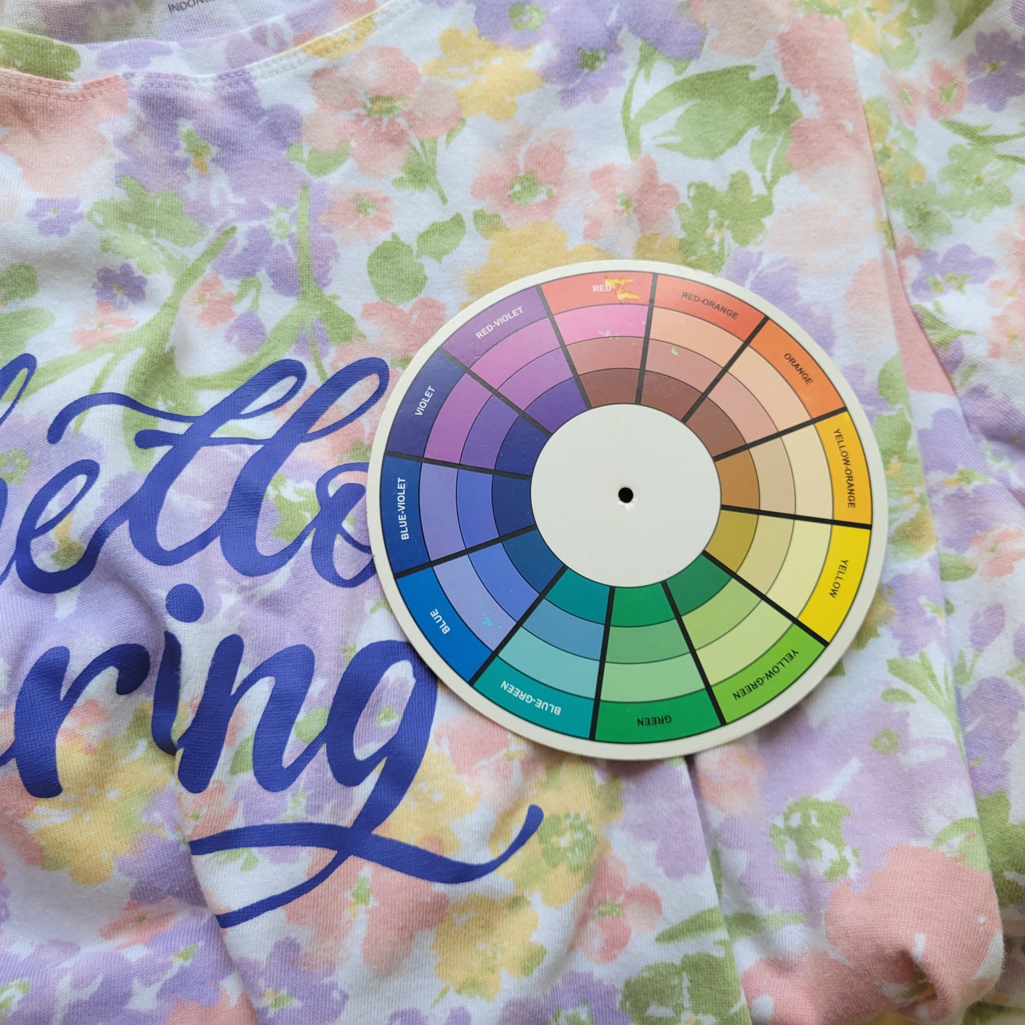 Woman Within Hello Spring Tee 1X Plus Multicolor Floral Cotton Crew Neck FLO205E