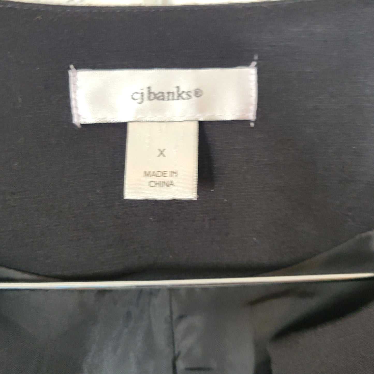 CJ Banks Open Blazer Jacket XL Black Gold Metallic Stripe Lined Party HNGE