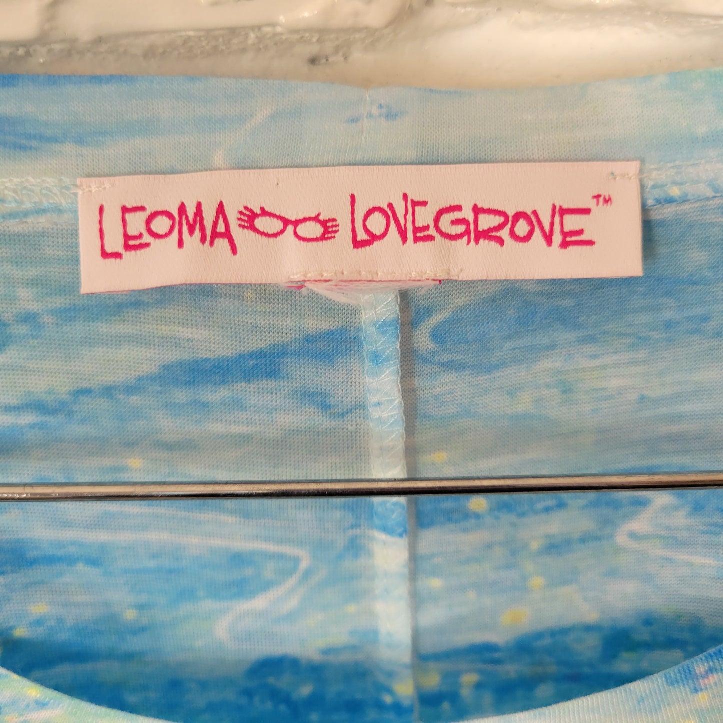 Leoma Lovegrove Womens XL Top Shirt Asymmetric Rowboat Print 3/4 Sleeve B5E