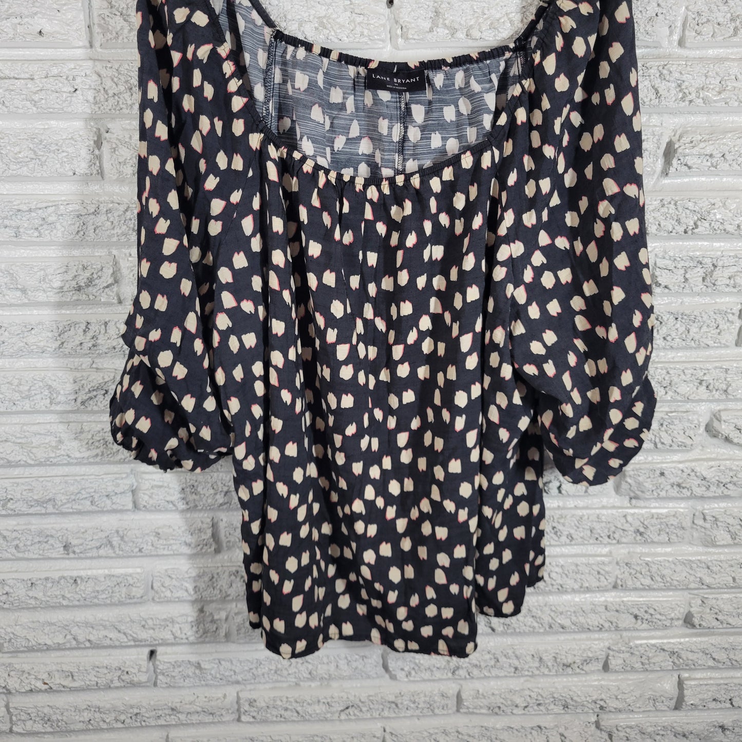 Lane Bryant Tunic 24 Plus Black White Geometric Off Shoulder Slit BLA74E