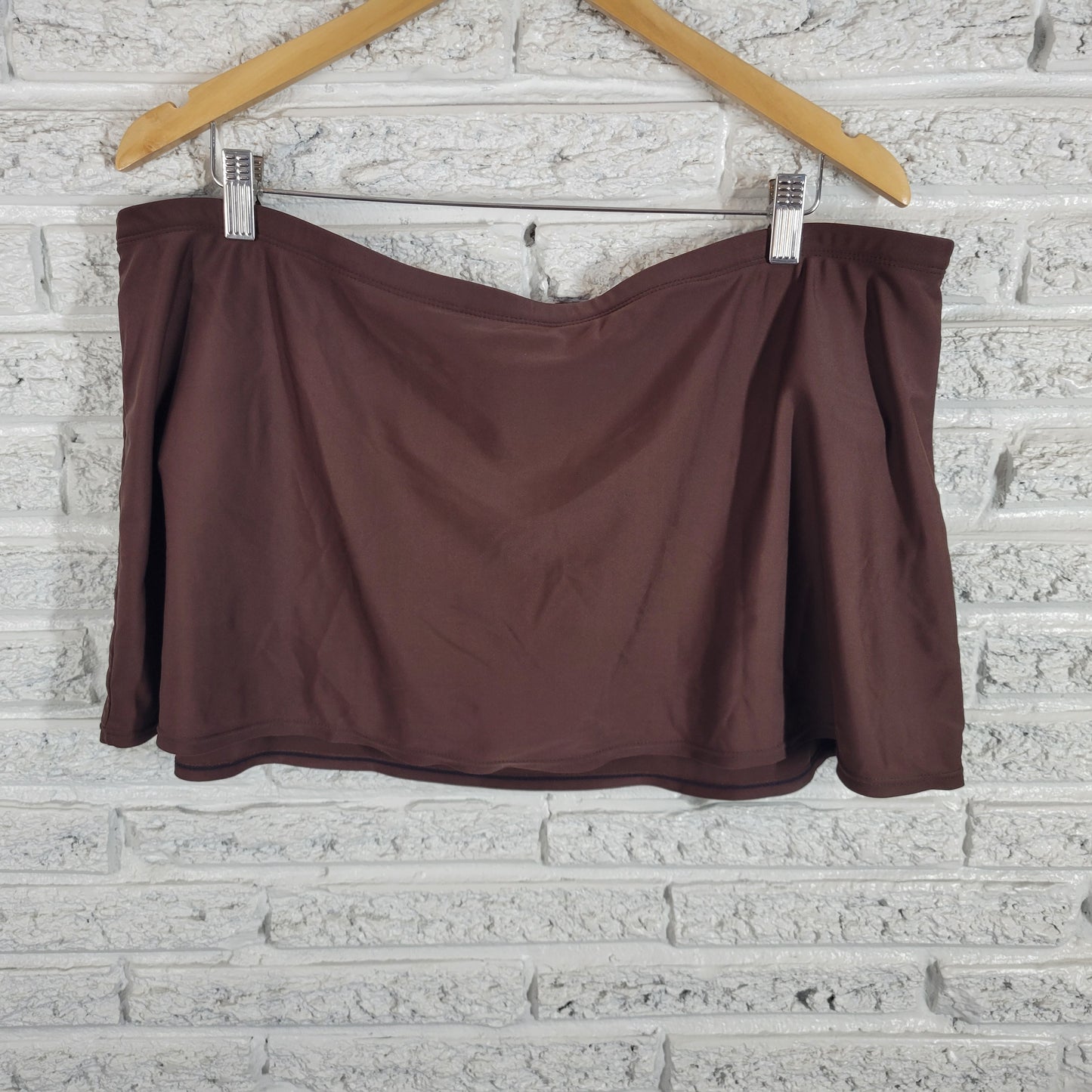 St Johns Bay 18W Swim Skirt Womens Plus Brown Solid Stretch Bikini Bottom BRO48E
