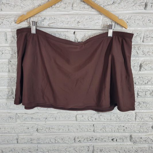 St Johns Bay 18W Swim Skirt Womens Plus Brown Solid Stretch Bikini Bottom BRO48E