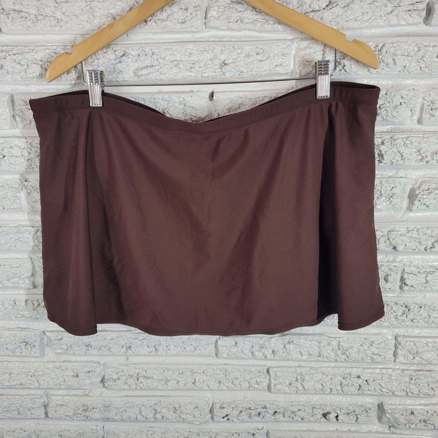St Johns Bay 18W Swim Skirt Womens Plus Brown Solid Stretch Bikini Bottom BRO48E
