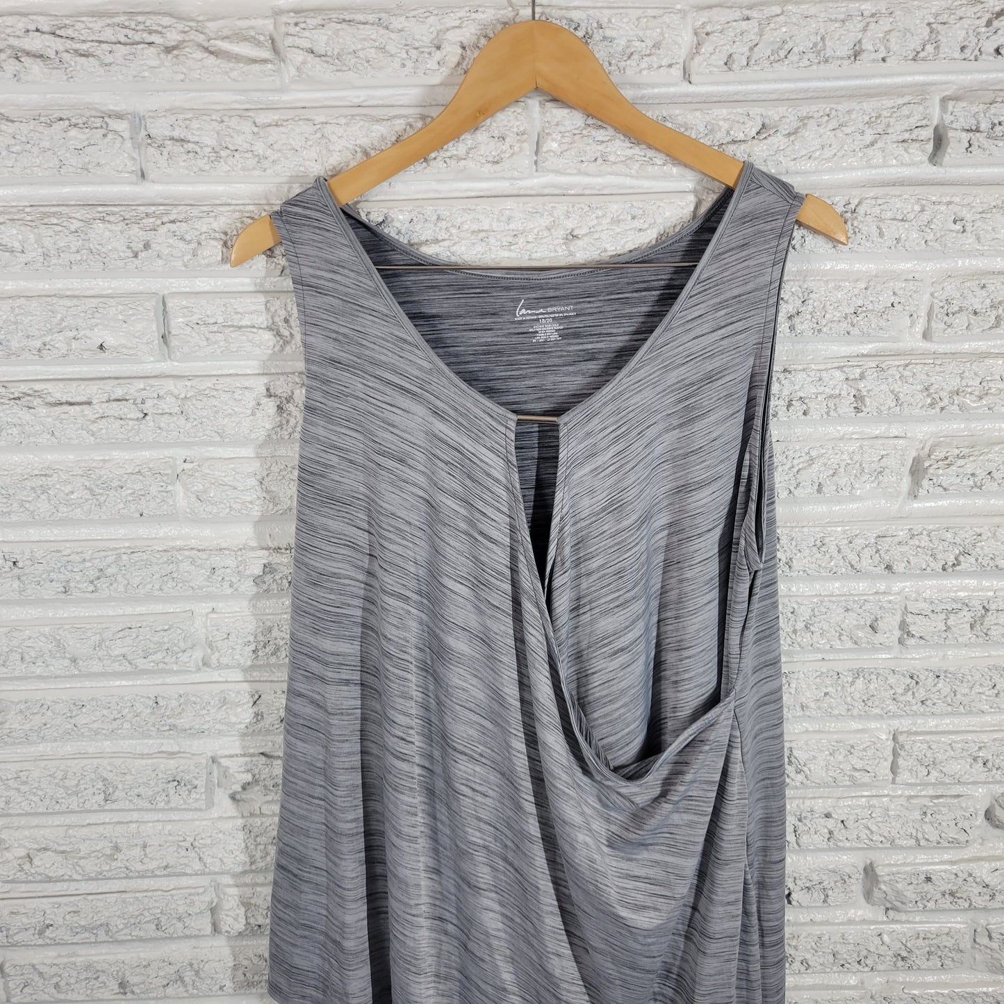 Lane Bryant Tunic 18 20 Womens Plus Gray Heather Keyhole Sleeveless GRA77E