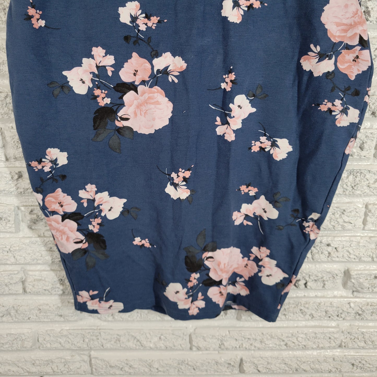 Torrid 1X Skirt Womens Plus Blue Floral Mini Pencil Slit Pull On FLO209E