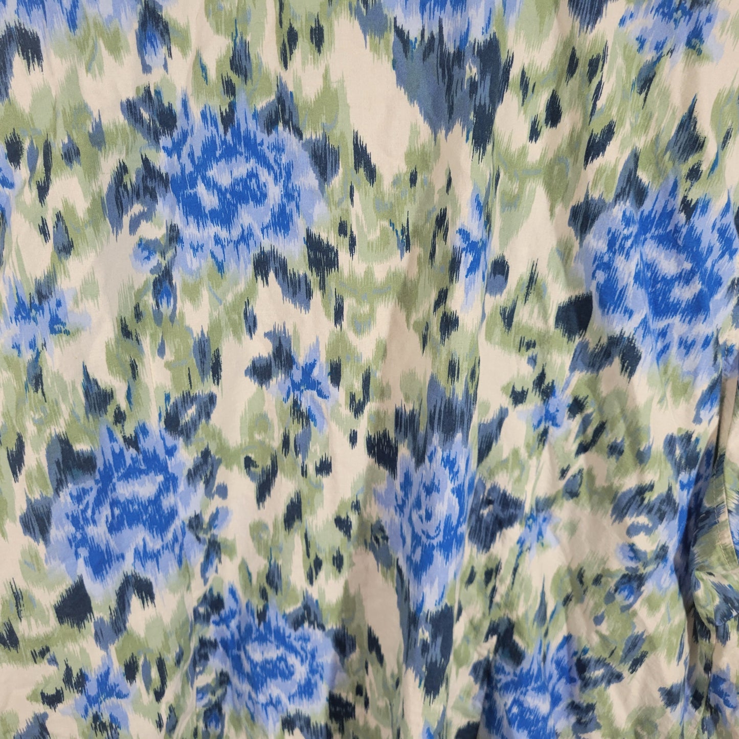 Erika Womens 3X Blue Green Watercolor Button Up Shirt Short Sleeve WAT67E
