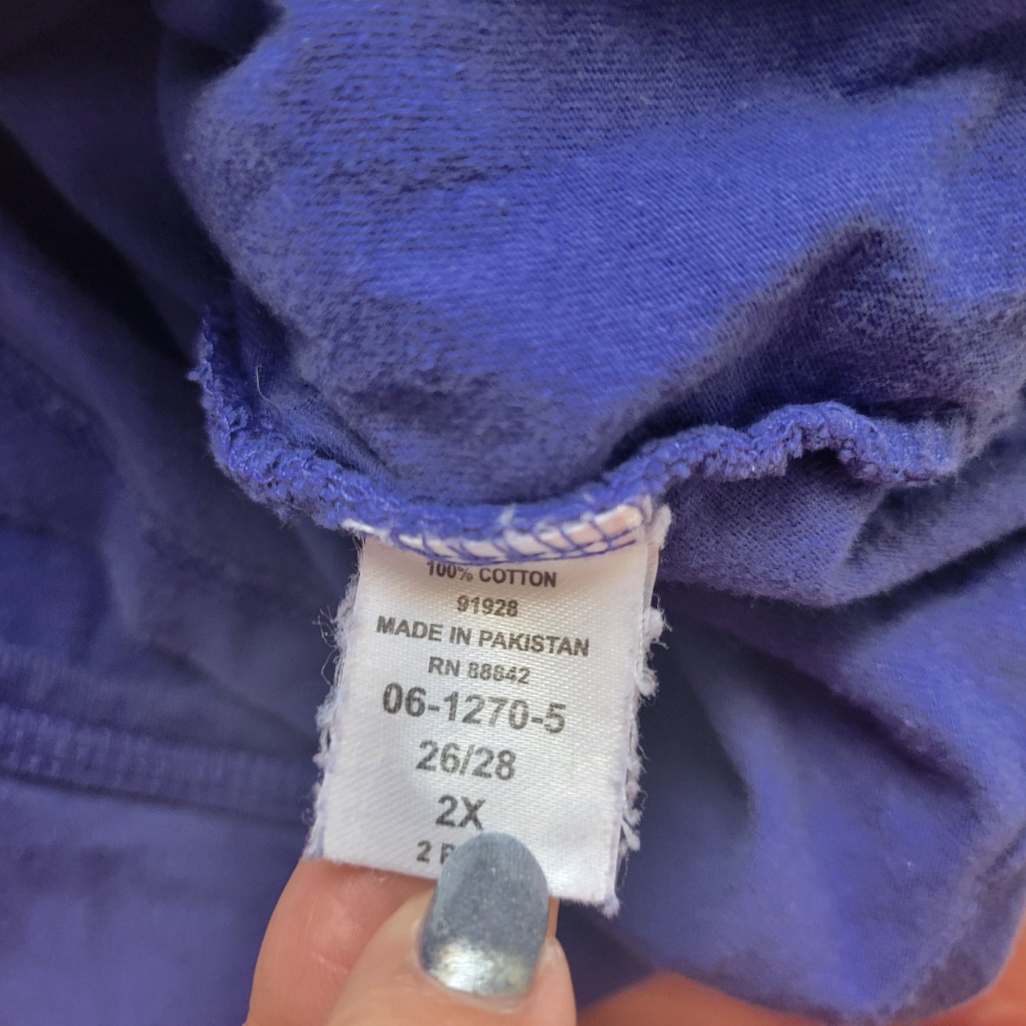 Dreams Co Smock Tee Top 2X Plus Blue Cotton Long Sleeve V Neck Pockets BLU34E