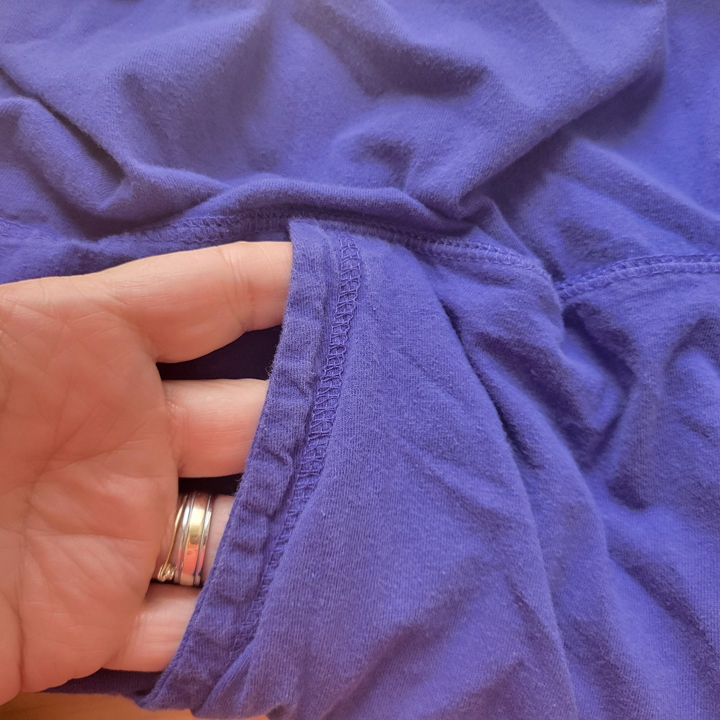 Dreams Co Smock Tee Top 2X Plus Blue Cotton Long Sleeve V Neck Pockets BLU34E