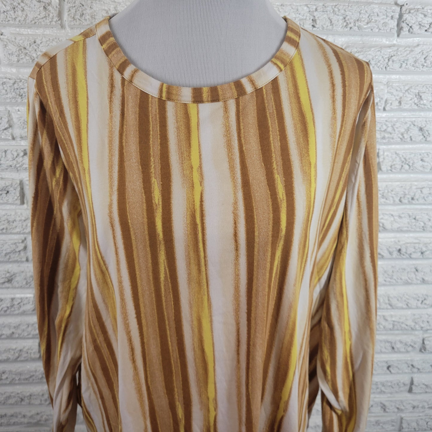 Any Body Womens 2X Cozy Knit Striped Tee Long Sleeve Cotton Blend STR20E