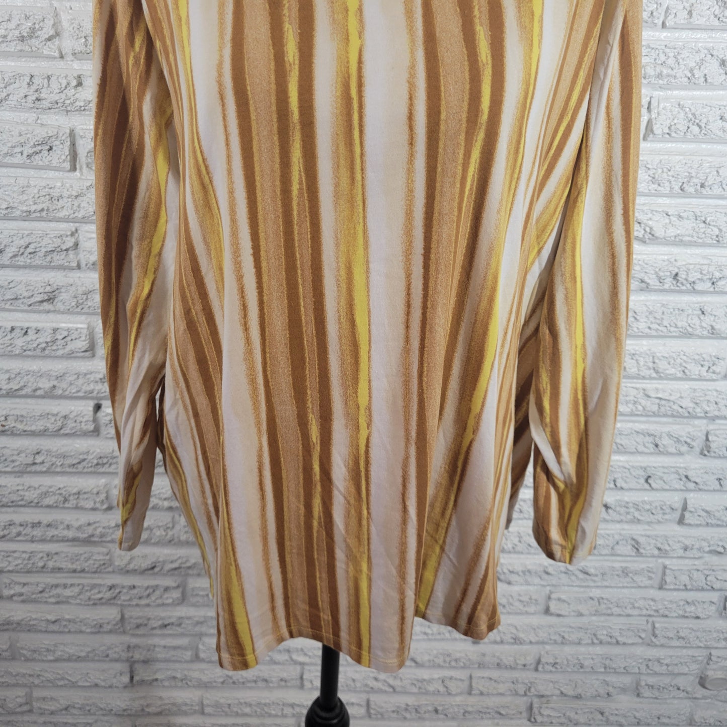 Any Body Womens 2X Cozy Knit Striped Tee Long Sleeve Cotton Blend STR20E