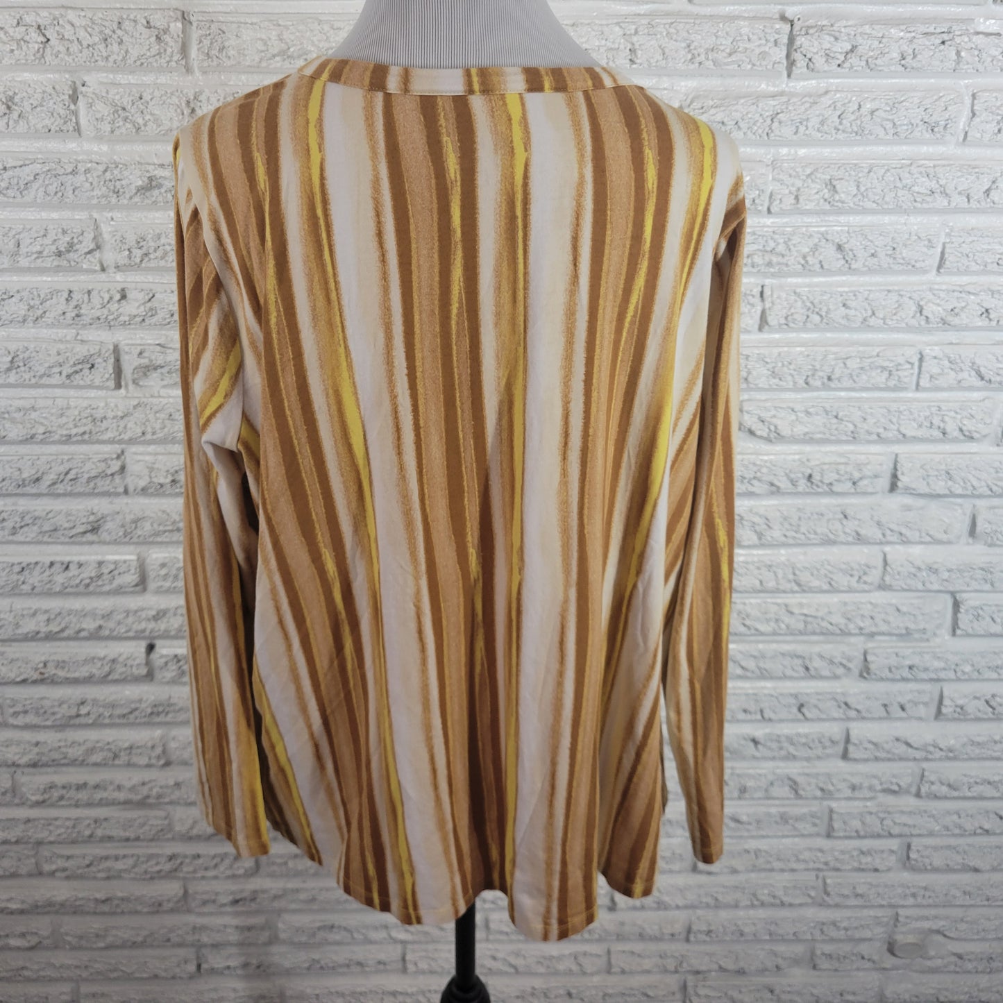 Any Body Womens 2X Cozy Knit Striped Tee Long Sleeve Cotton Blend STR20E