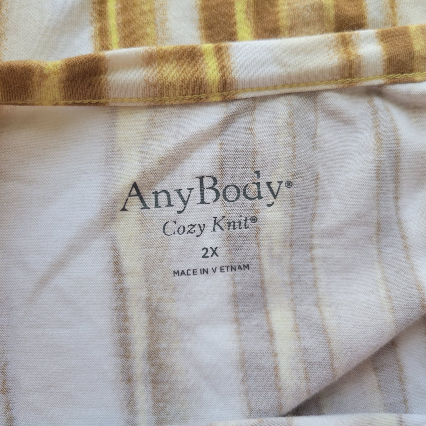 Any Body Womens 2X Cozy Knit Striped Tee Long Sleeve Cotton Blend STR20E