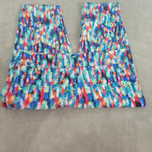 DFA New York Womens 22W Capri Pants Multicolor Watercolor Elastic Waist WAT58E