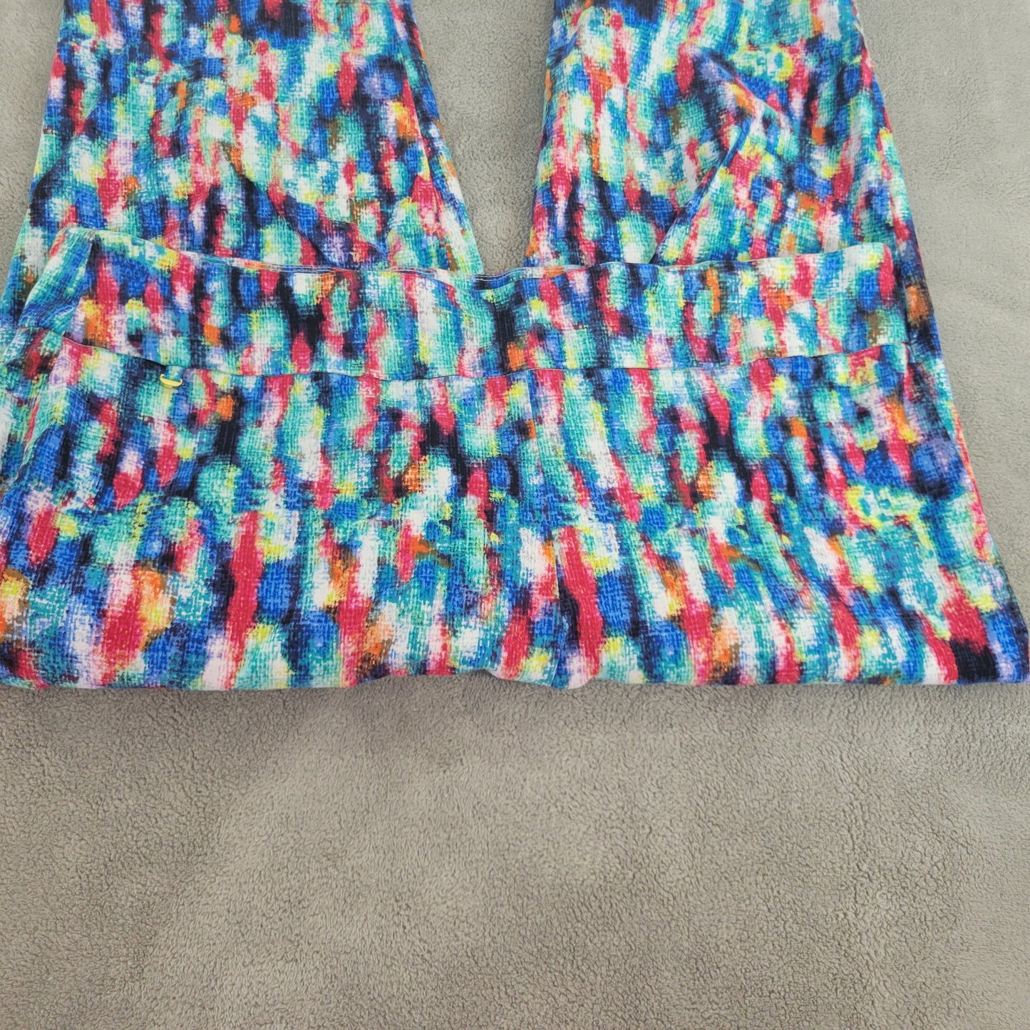 DFA New York Womens 22W Capri Pants Multicolor Watercolor Elastic Waist WAT58E