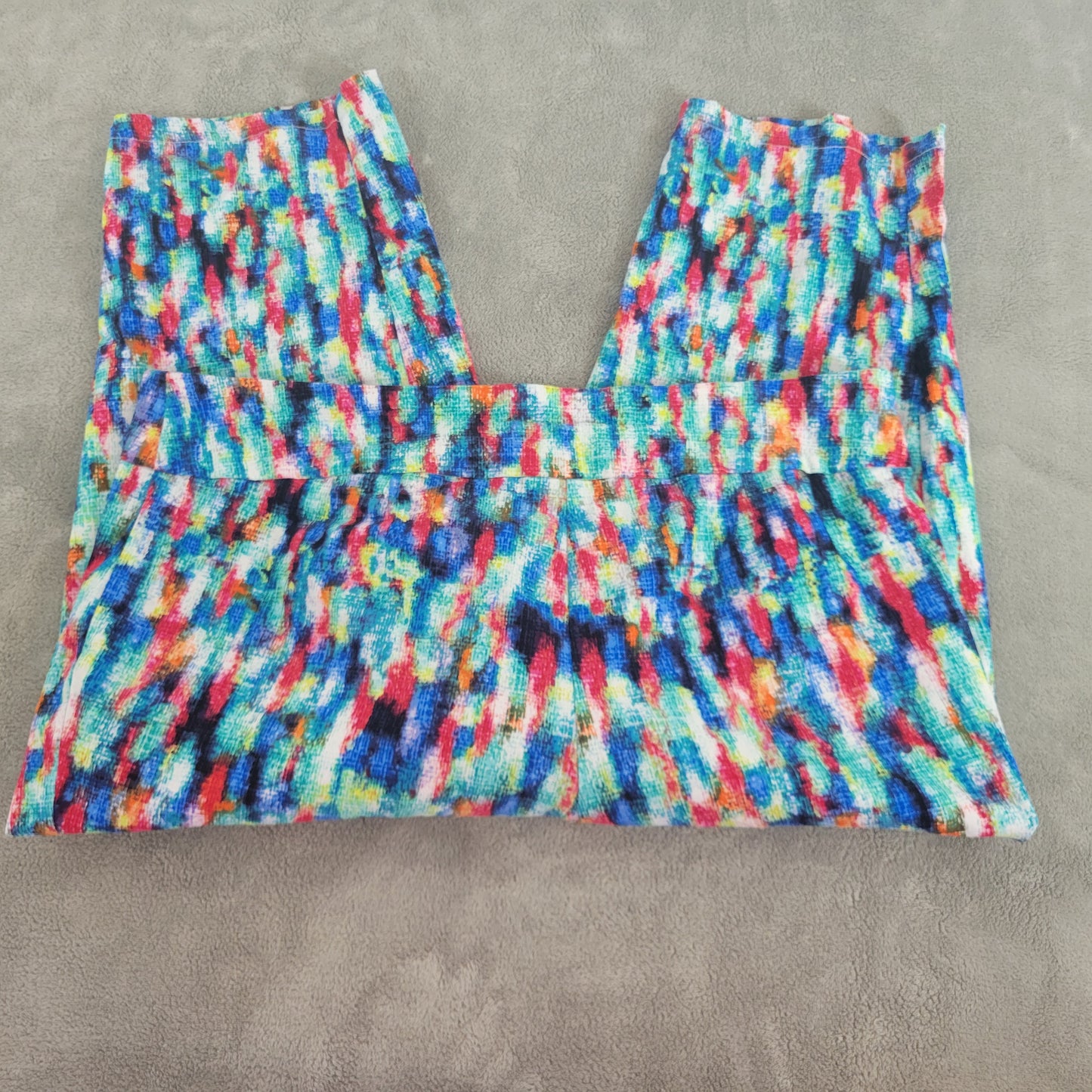 DFA New York Womens 22W Capri Pants Multicolor Watercolor Elastic Waist WAT58E