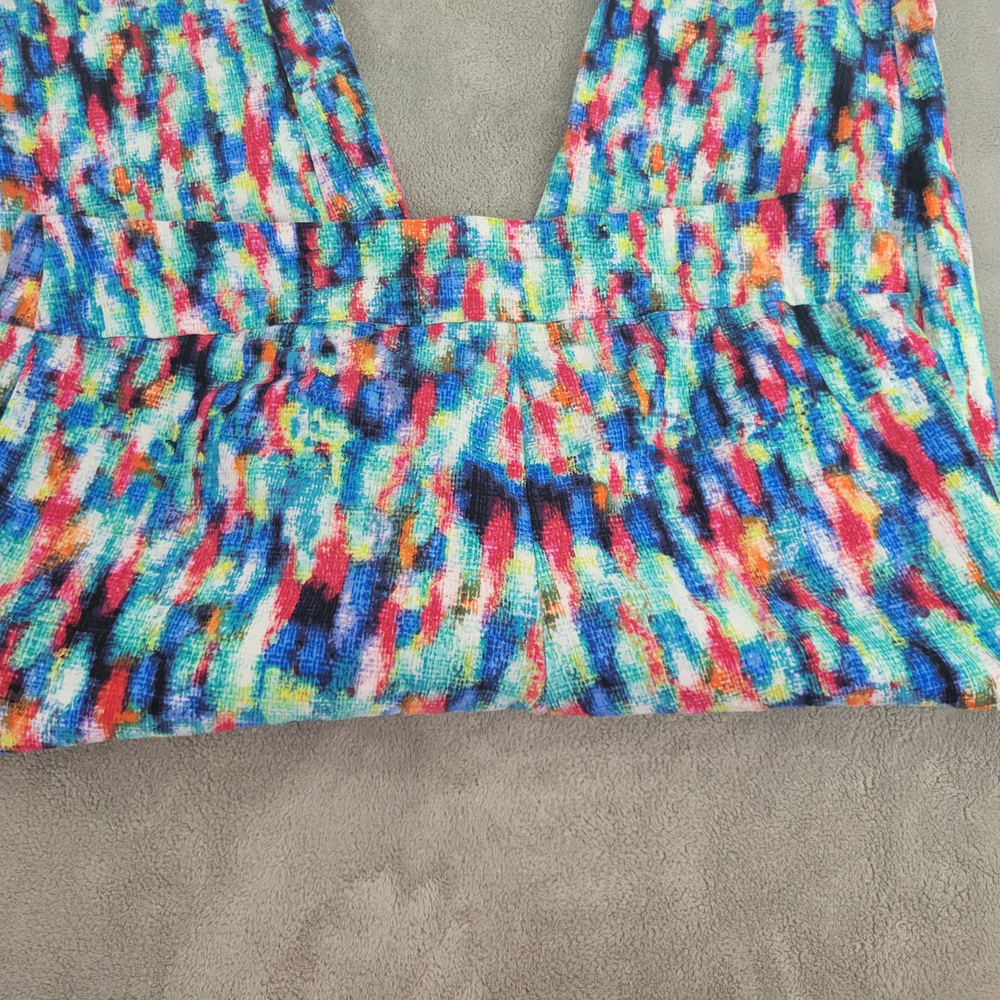 DFA New York Womens 22W Capri Pants Multicolor Watercolor Elastic Waist WAT58E