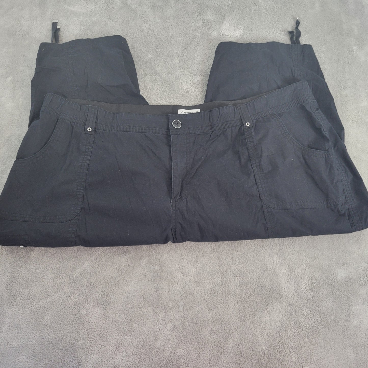 Catherines Womens 3X Cargo Capri Pants Blue Elastic Comfort Waist BLU29XE