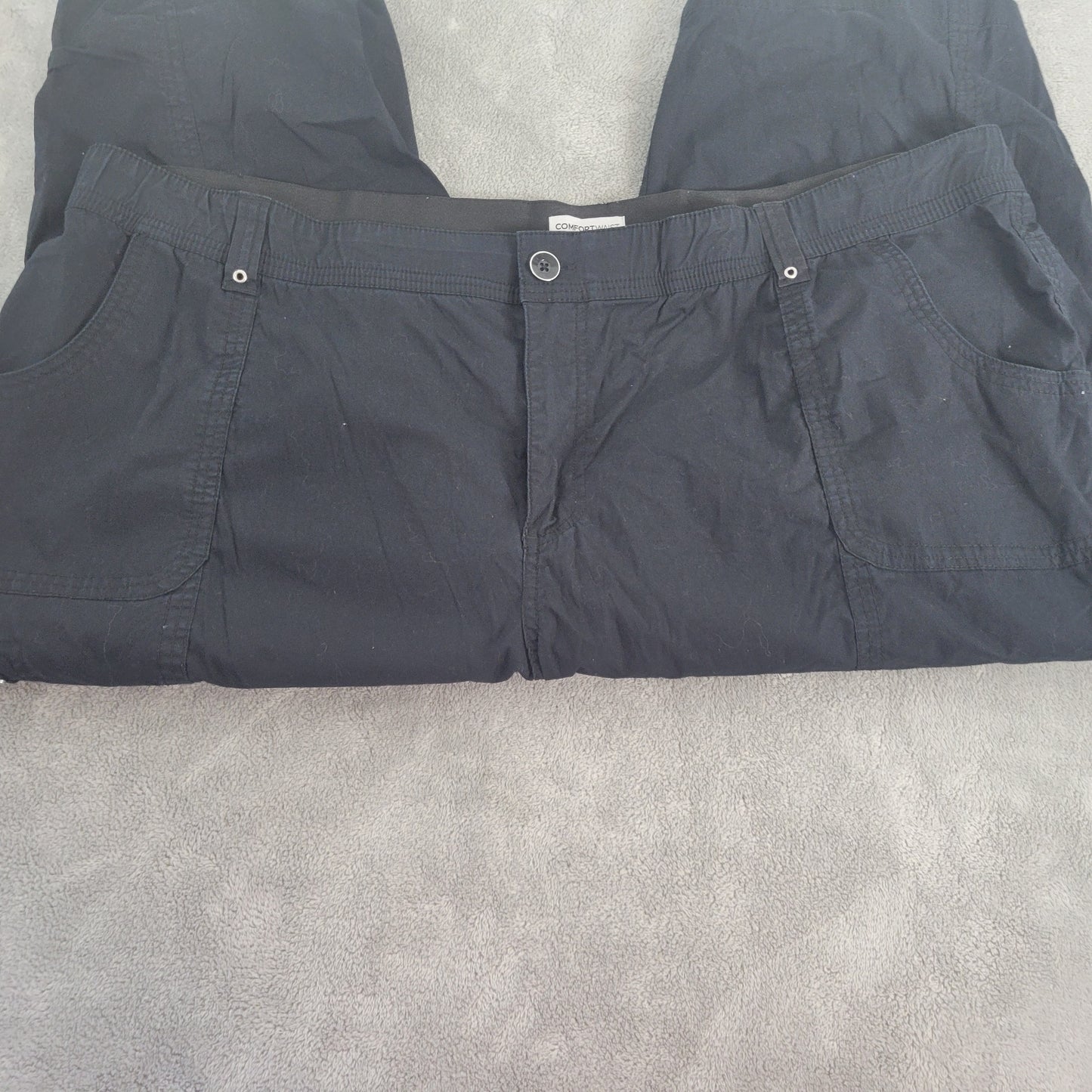 Catherines Womens 3X Cargo Capri Pants Blue Elastic Comfort Waist BLU29XE
