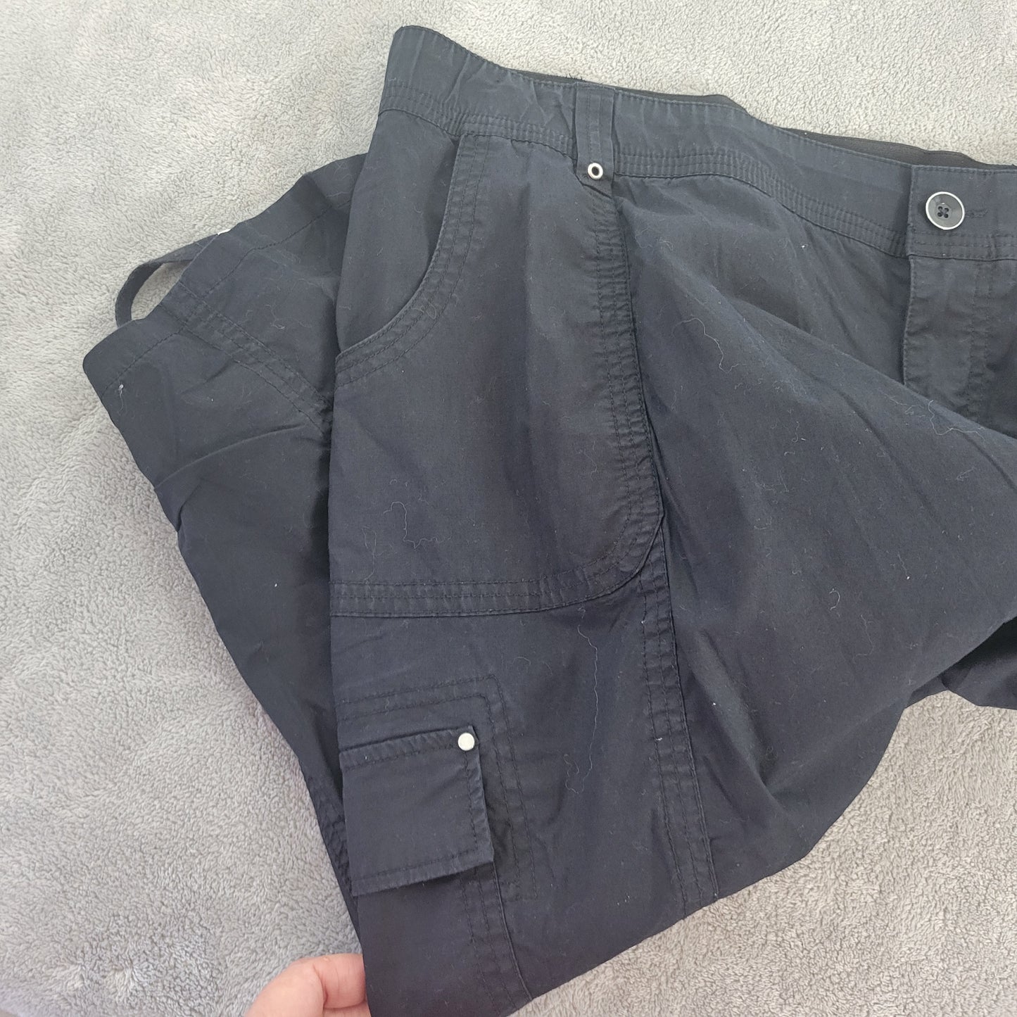 Catherines Womens 3X Cargo Capri Pants Blue Elastic Comfort Waist BLU29XE