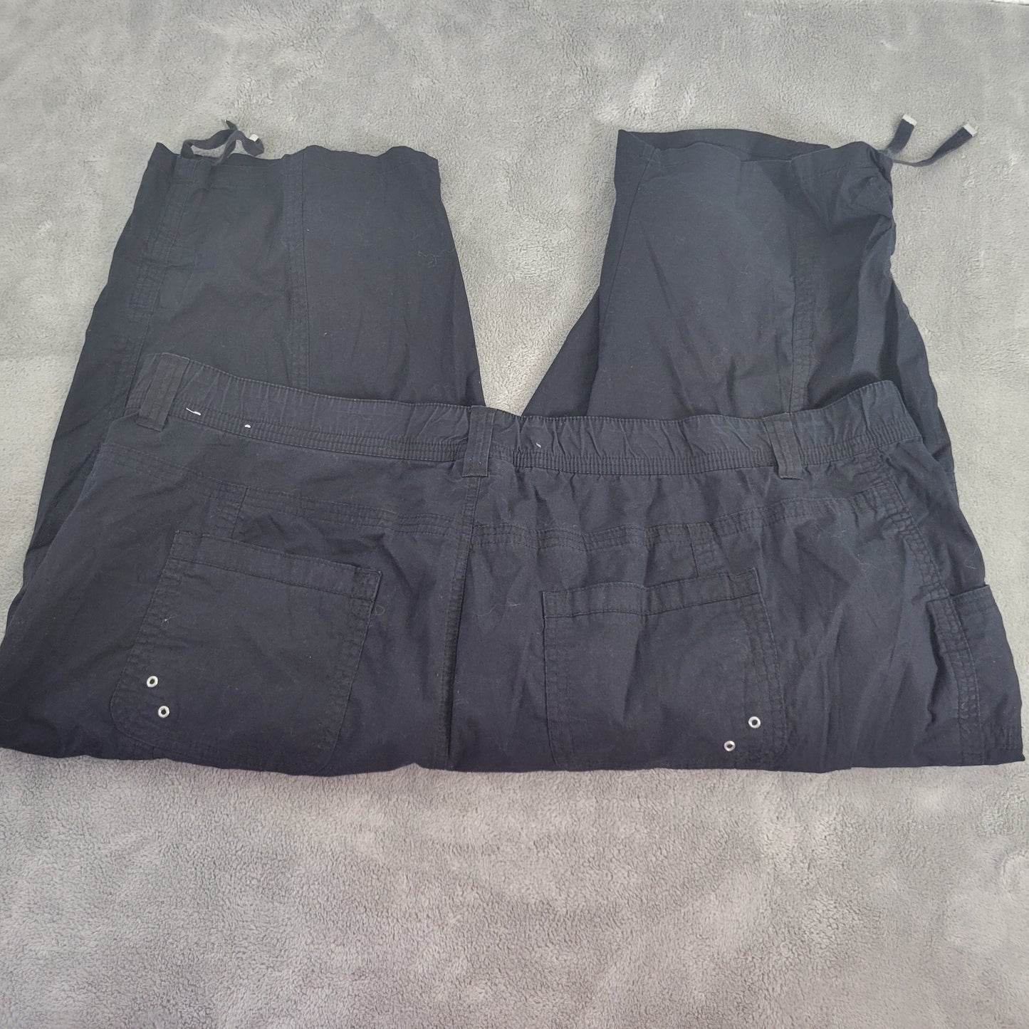 Catherines Womens 3X Cargo Capri Pants Blue Elastic Comfort Waist BLU29XE