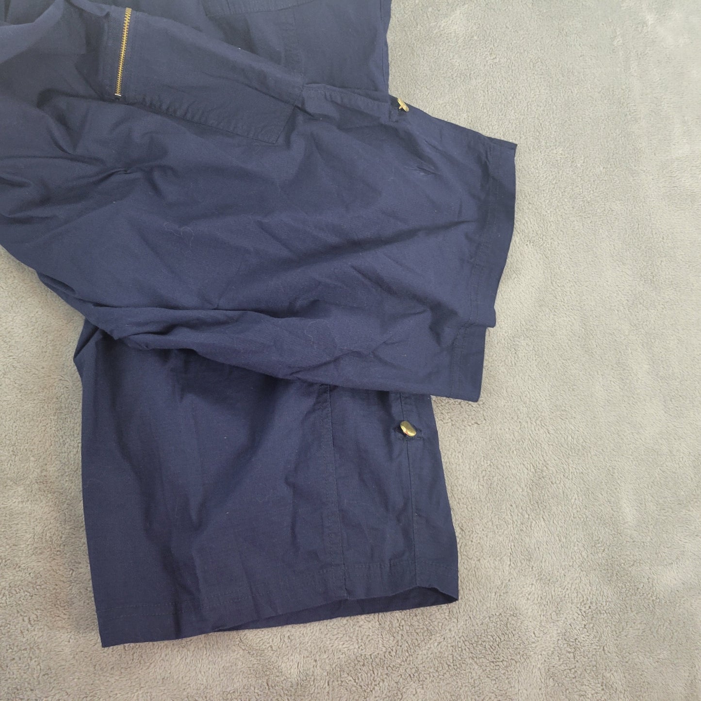 Catherines Womens 3X Capri Cargo Pants Blue Drawstring Pull On Pockets BLU23E