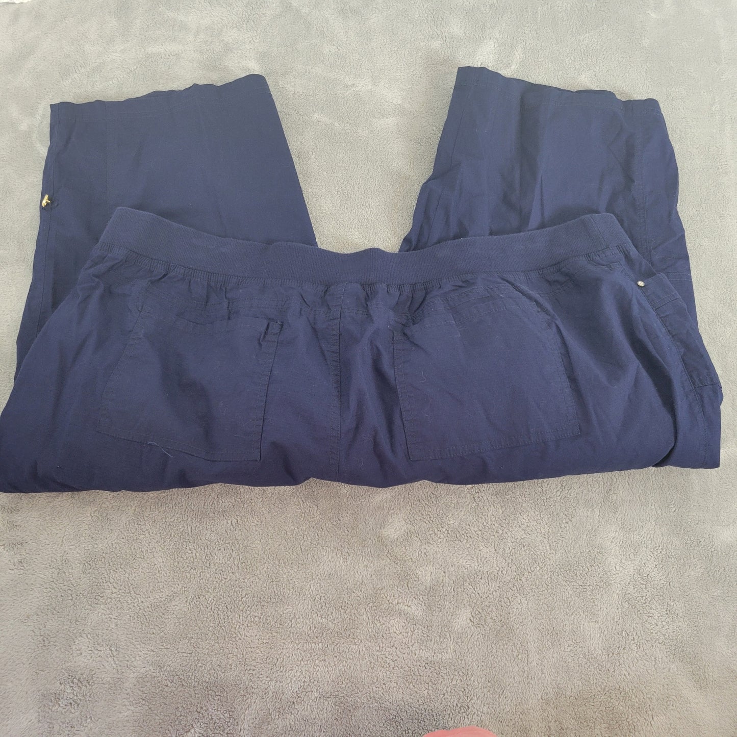 Catherines Womens 3X Capri Cargo Pants Blue Drawstring Pull On Pockets BLU23E