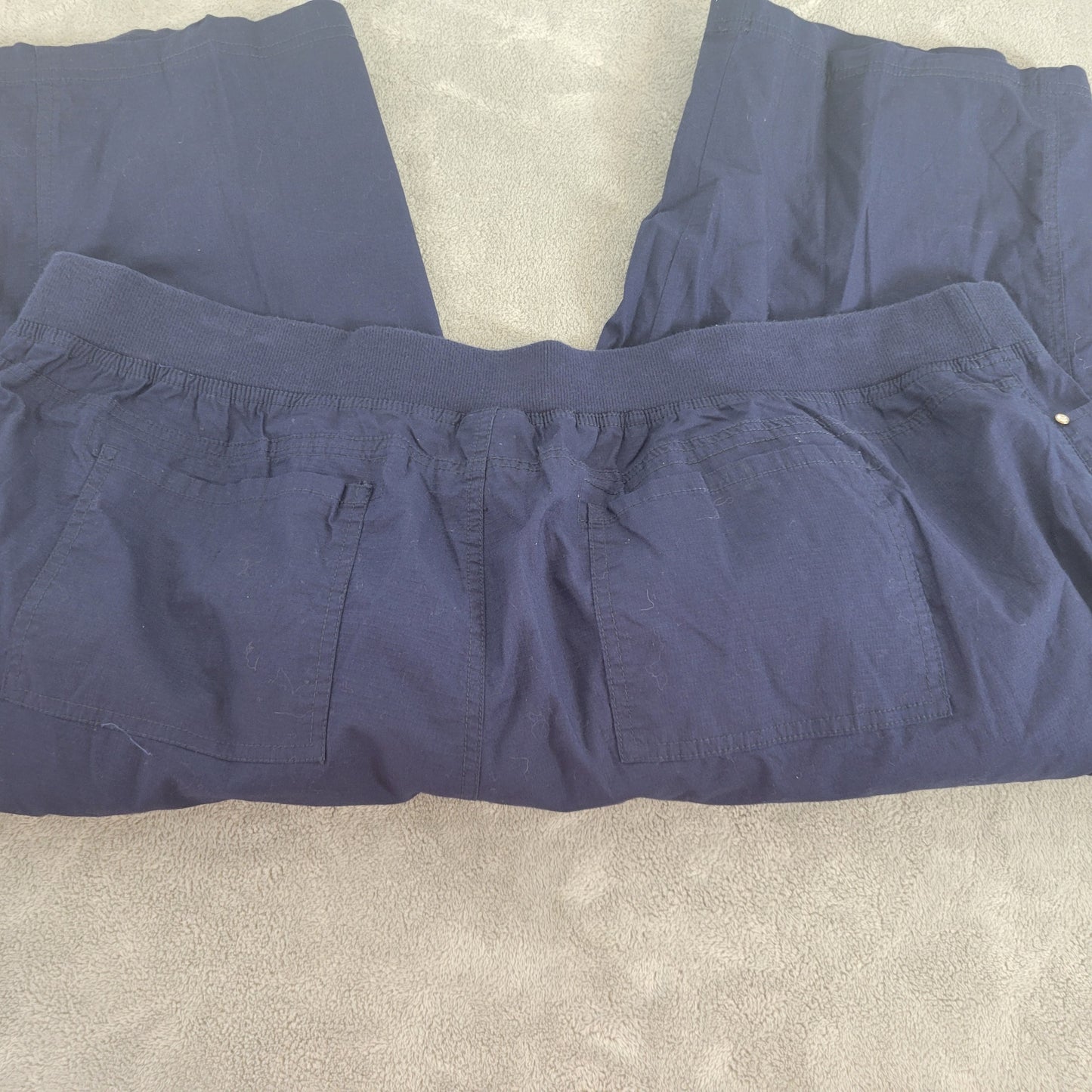 Catherines Womens 3X Capri Cargo Pants Blue Drawstring Pull On Pockets BLU23E