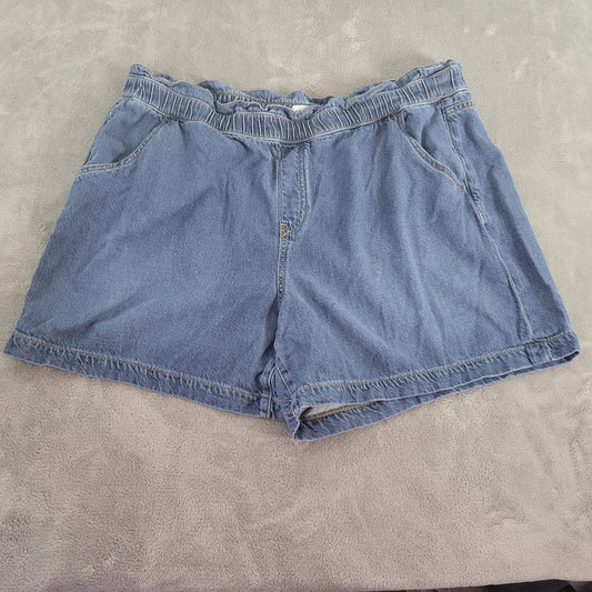 Lane Bryant Denim Shorts 20 Plus Paperbag Medium Wash Elastic Waist SHO4E