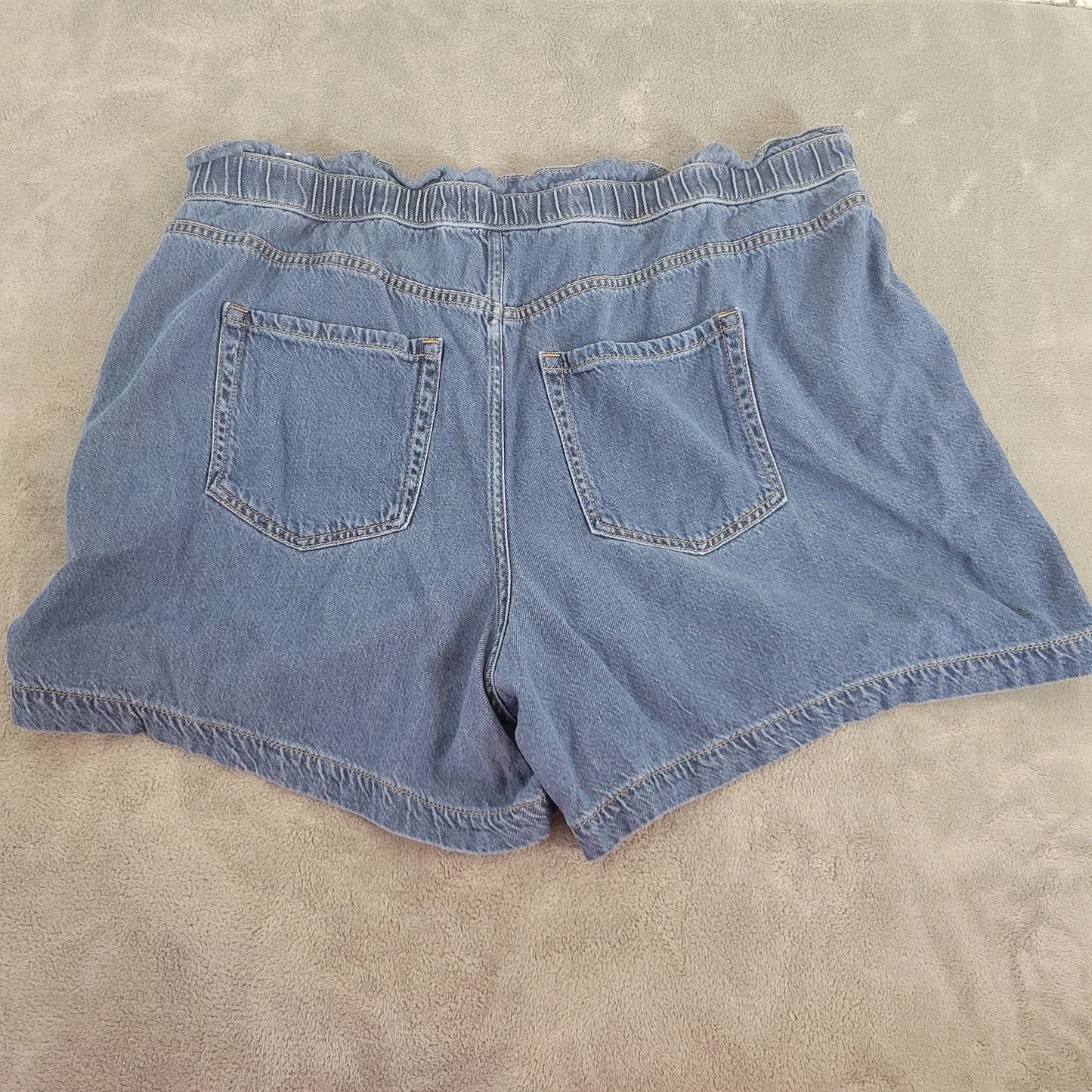 Lane Bryant Denim Shorts 20 Plus Paperbag Medium Wash Elastic Waist SHO4E