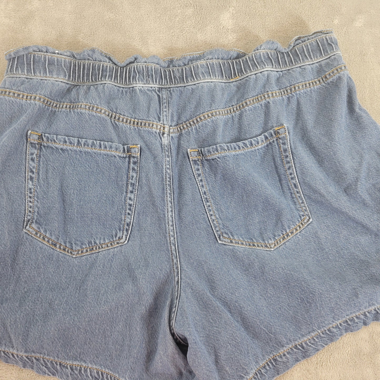 Lane Bryant Denim Shorts 20 Plus Paperbag Medium Wash Elastic Waist SHO4E