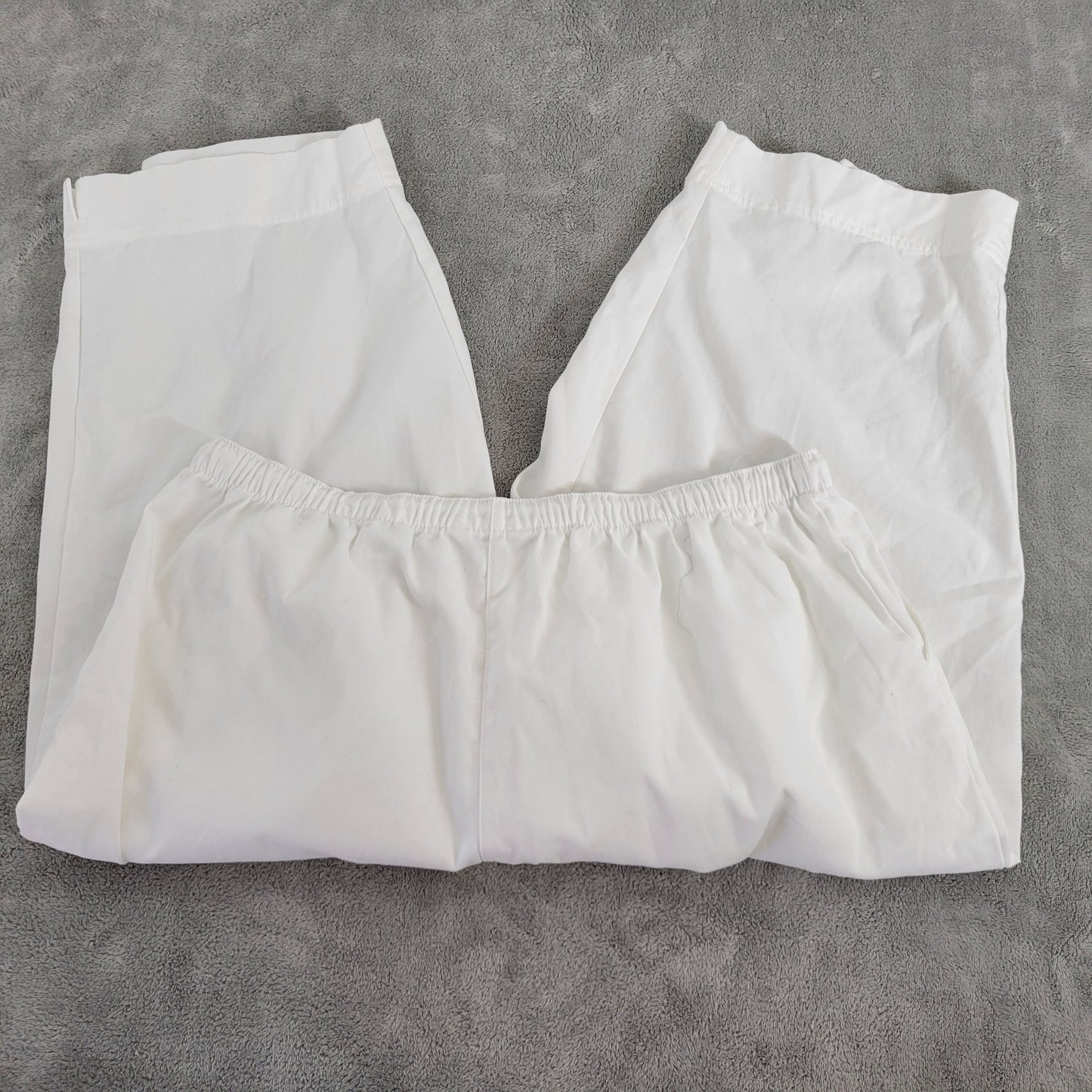 Coral Bay Womens 1X Capri Pants White Cotton Drawstring Elastic Waist WHI34E