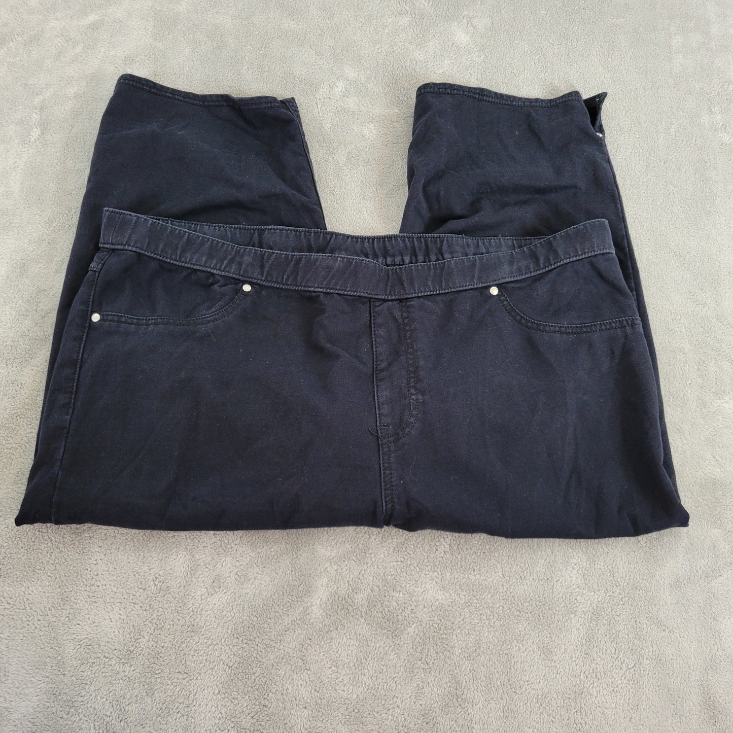 Catherines 1X Pants Womens Plus Black Capri Comfort Fit Pull On Pocket BLA1E