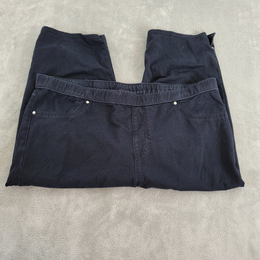Catherines 1X Pants Womens Plus Black Capri Comfort Fit Pull On Pocket BLA1E